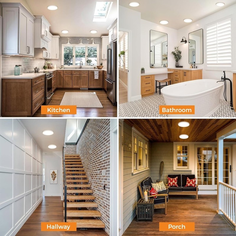 8PACK LED Flush Mount Ceiling Light Fixture, 3000K-4000K-6500K & 100W Equivalent gallery