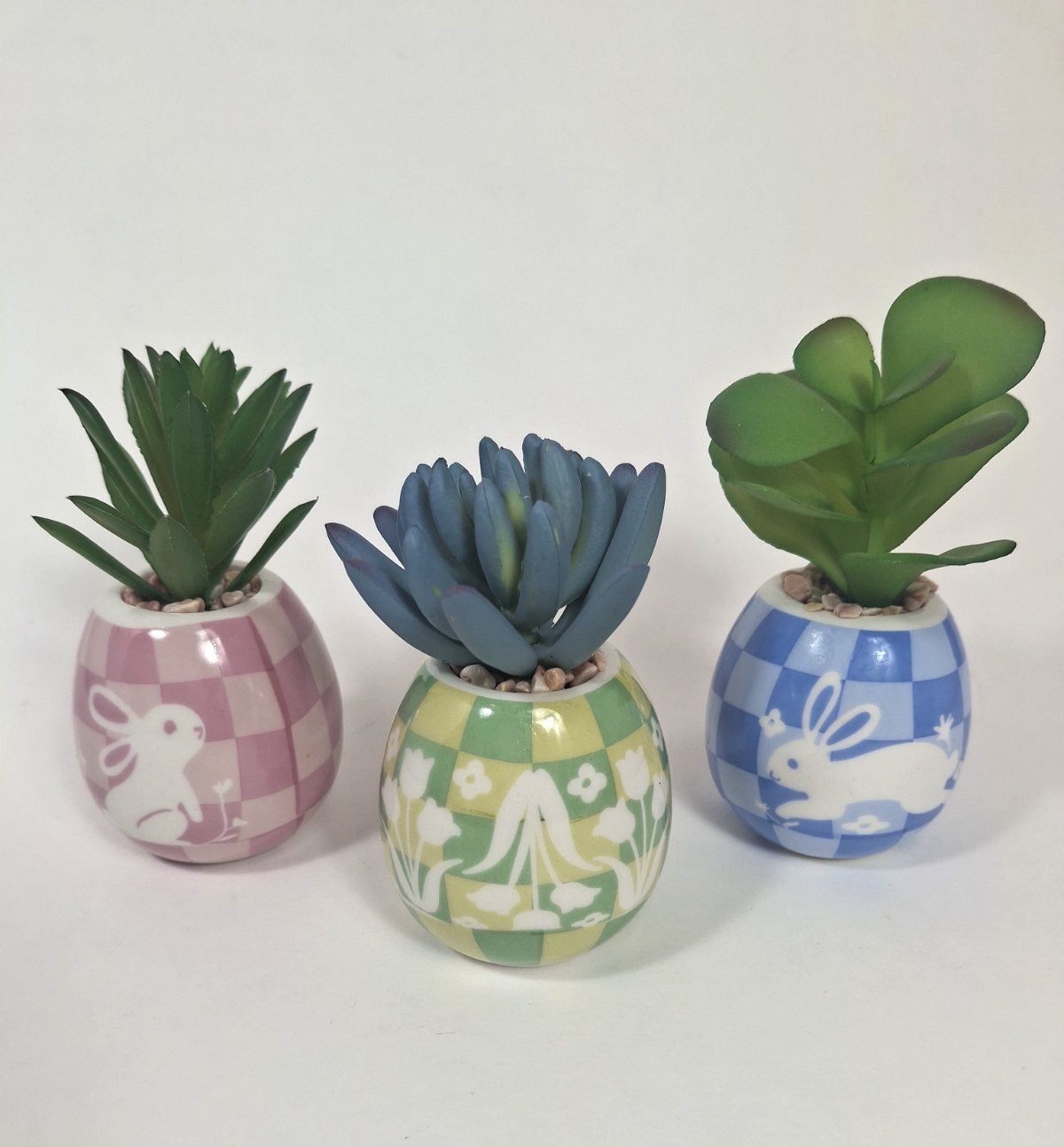 Celebrate Together Easter Egg Faux Succulent Plants Set of 3 Ceramic 3–4” New gallery