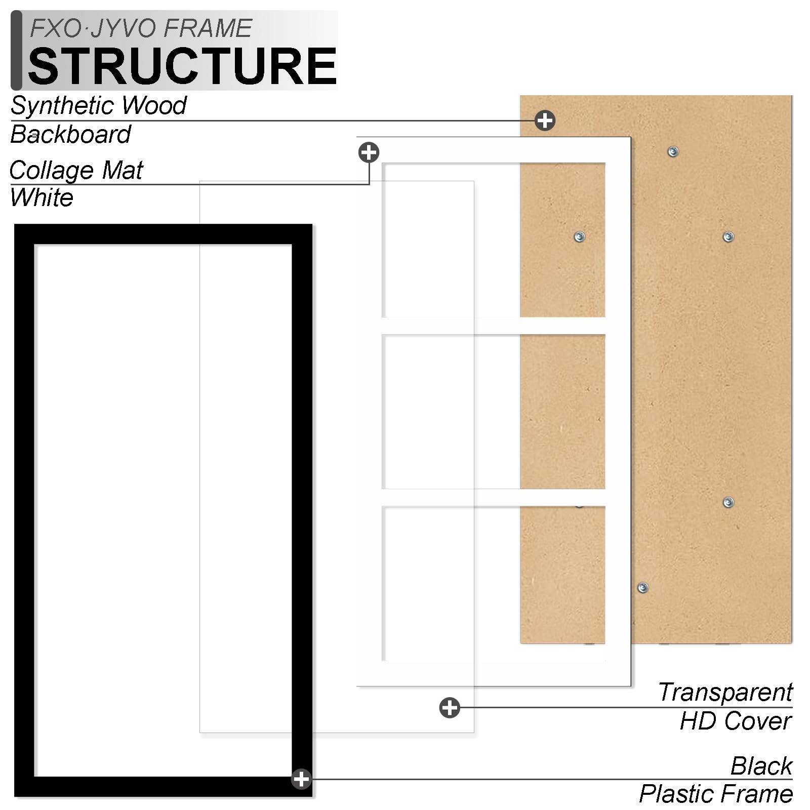 5x7 Picture Frame Collage, Display 3 5x7 Picture Collage or 8x16 Photo Only W... gallery