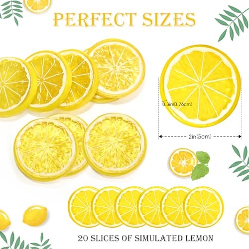 20PCS Yellow Artificial Lemon Slices, Plastic Fake Fruit Models for Home gallery