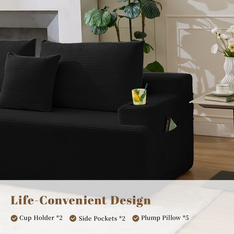 L-Shaped Modular Sectional Sofa Set Corduroy Couch for Living Room with Chaise gallery
