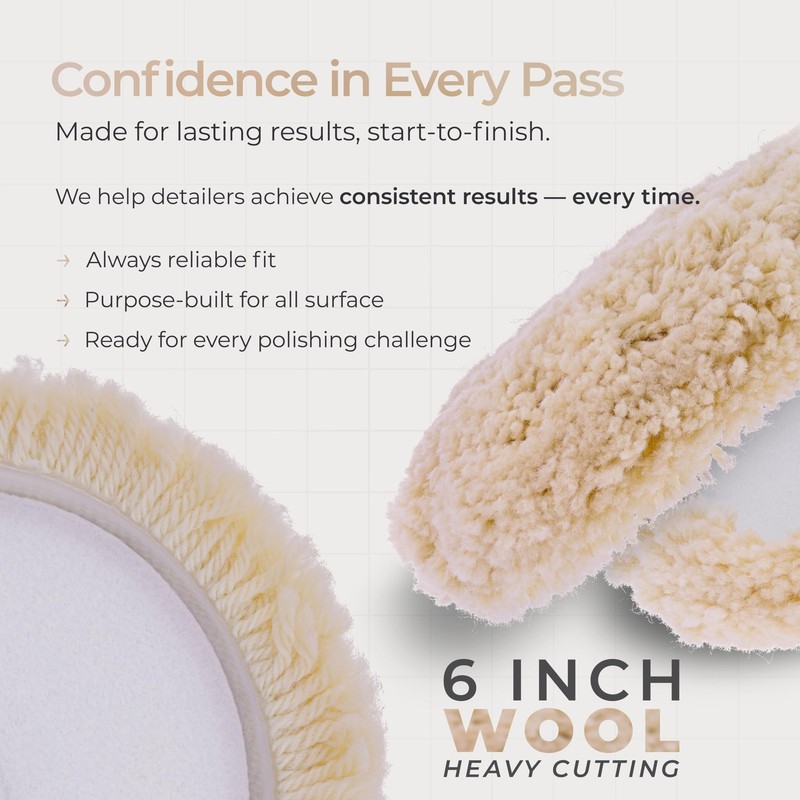 6 100% Wool Hook & Loop Grip Buffing Pad for Compound Cutting & Polishing (Pack gallery