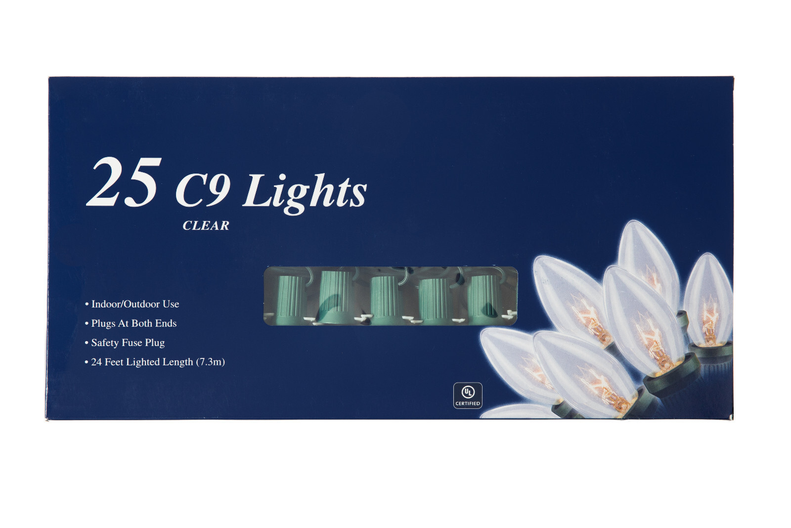 25 Ft Christmas Light String with Clear White C9 Light Bulbs for Indoor/Outdoor gallery