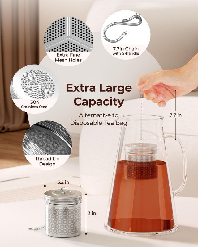 Extra Large Tea Infuser Loose Leaf Tea 304 Stainless Steel Spice Strainer Mesh gallery