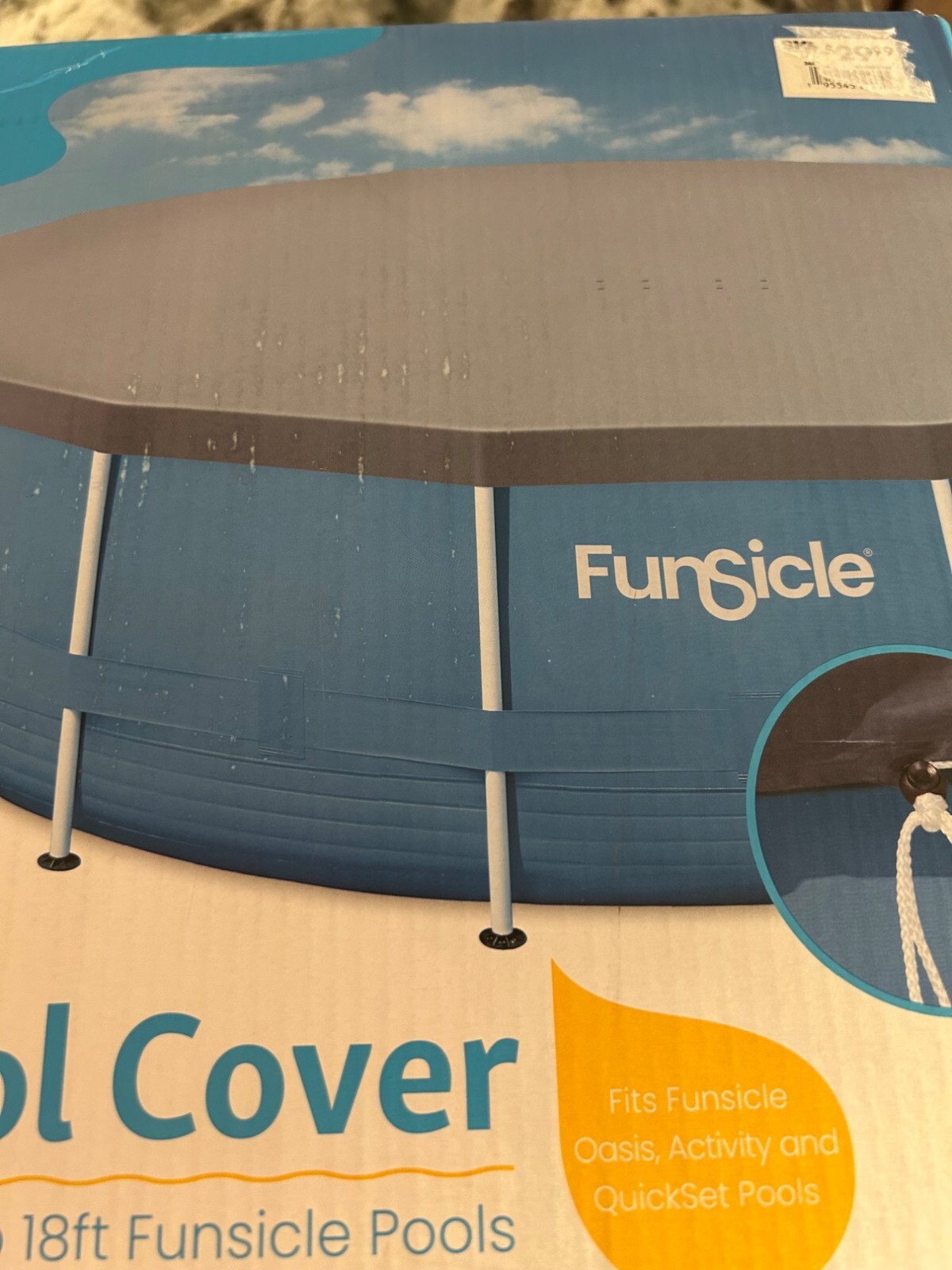 Funsicle Pool Cover For 17' To 18' Pools With Drain Holes & Secure Fit gallery