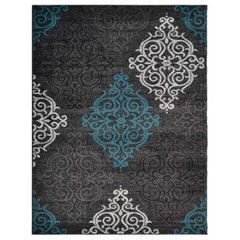 Machine Woven Heat set Polypropylene Area Rug Contemporary Silver Blue BBH Home