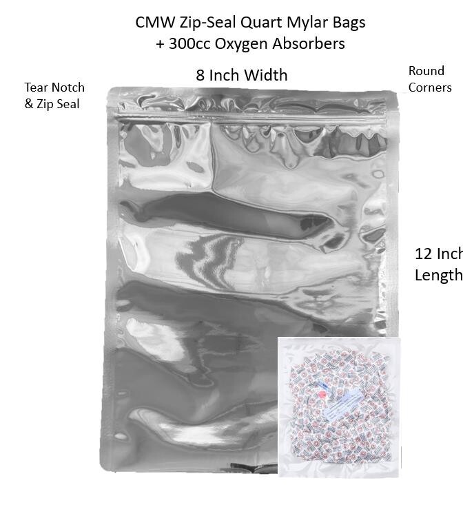 (100PC) Quart/Gallon Mylar Bags Set & Oxygen Absorbers Combo Pack 1 Gallon gallery