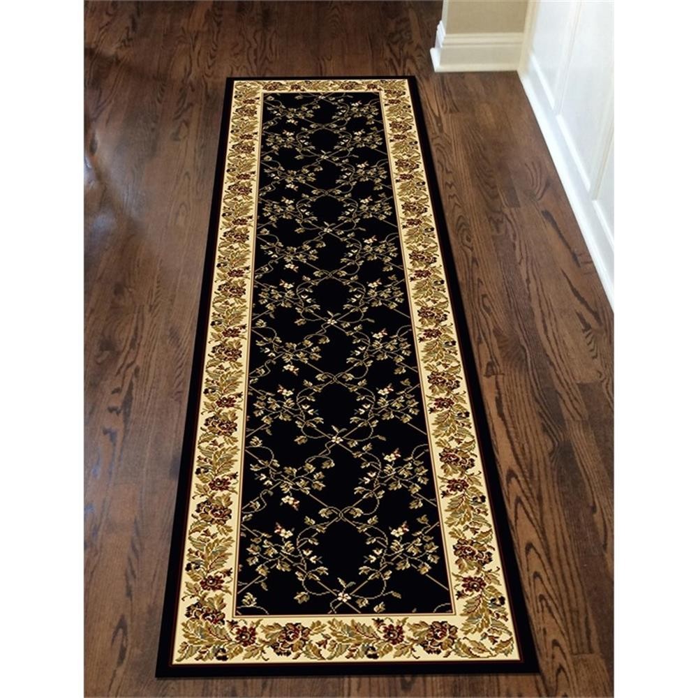 Pemberly Row Traditional 2'2" x 8' Rectangular Fabric Rug in Black gallery