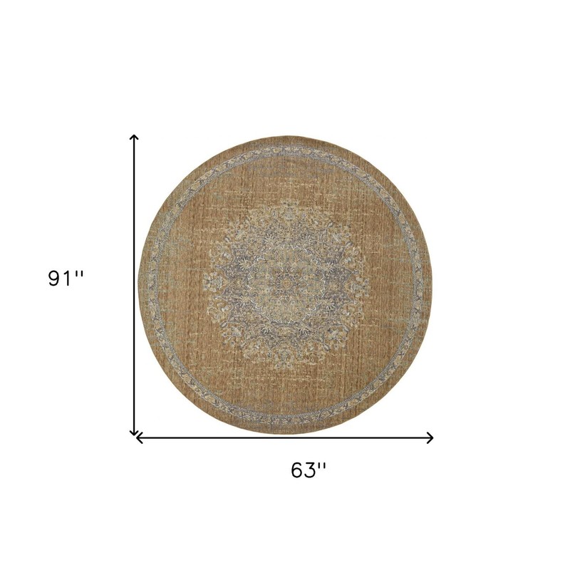 63 X 91 Coffee Wool Rug gallery