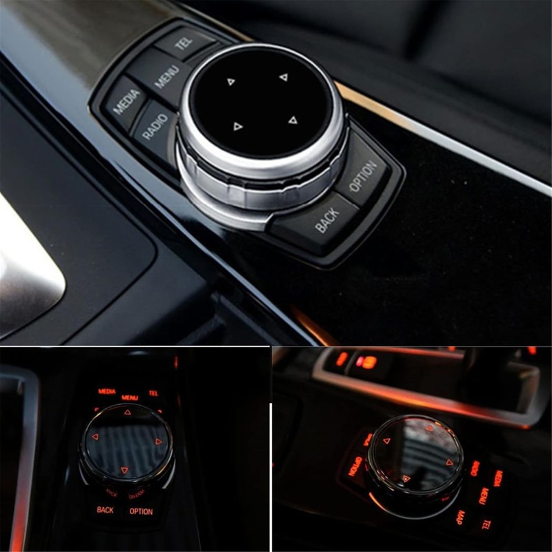 Larger Multimedia Knob Switch Button Cover Trim Compatible with BMW gallery