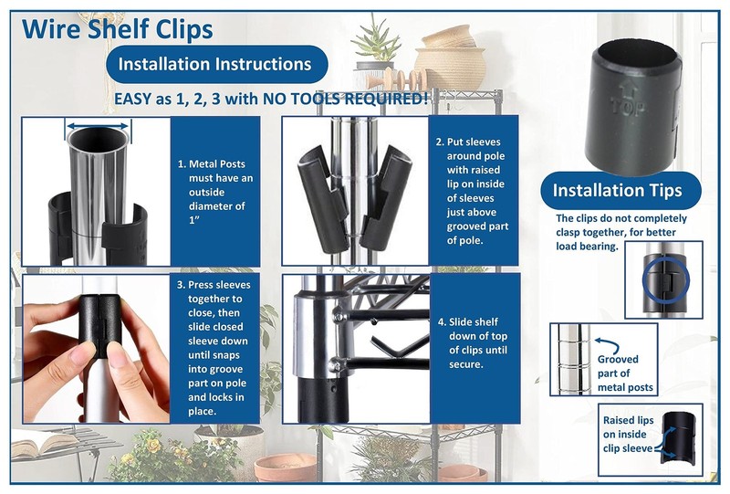 JSP Manufacturing 1" Diameter Post Wire Shelf Clips Shelving Split Sleeves Lo... gallery