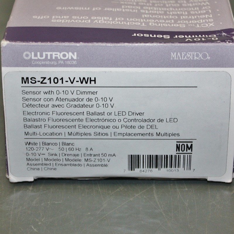 Lutron PIR Vacancy Sensor Switch MS-Z101-V-WH, White, 0-10V Dimmer, Photocell gallery