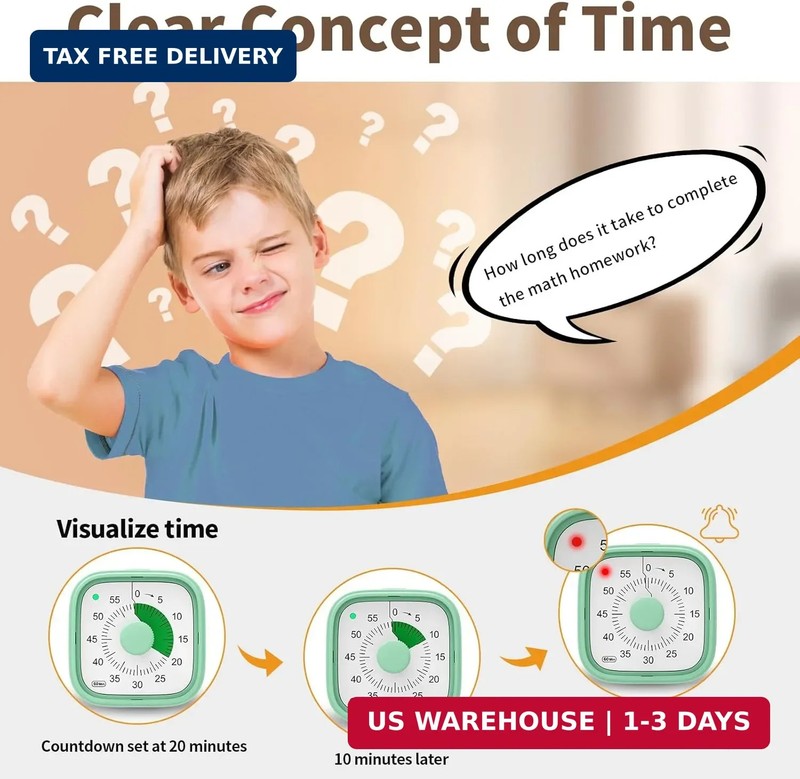 Visual Timer, Pomodoro Timers for Kids Adults, 60-Minute Countdown Desk Timer fo gallery