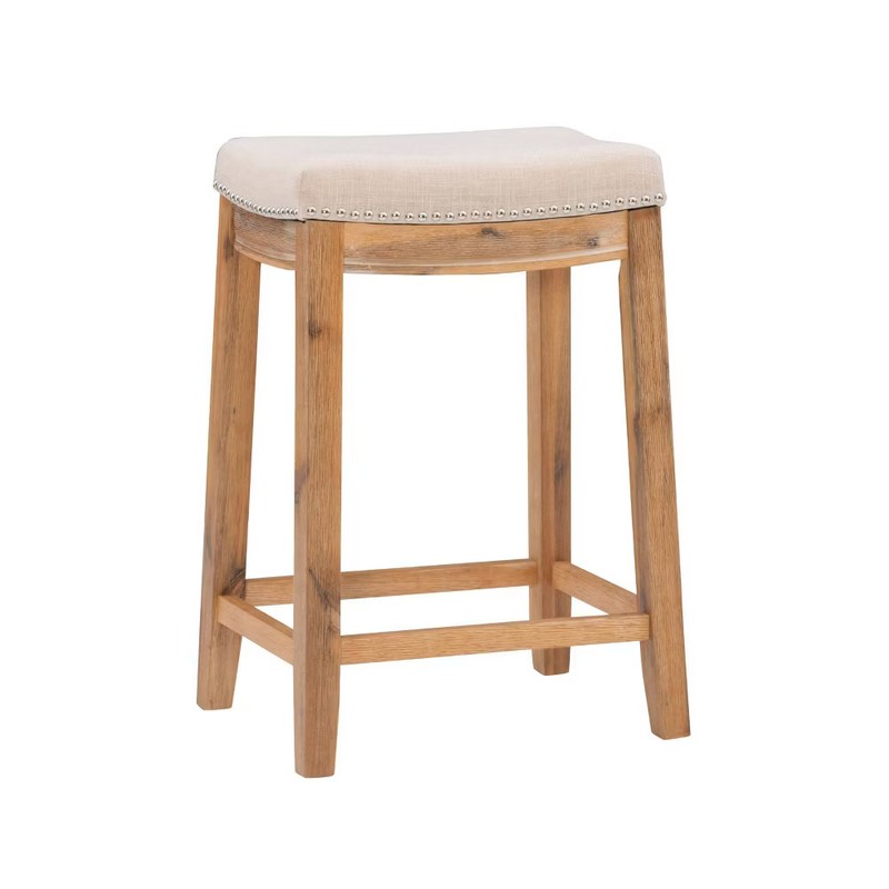 Claridge Backless Saddle Counter Height Barstool Stripe - Linon gallery
