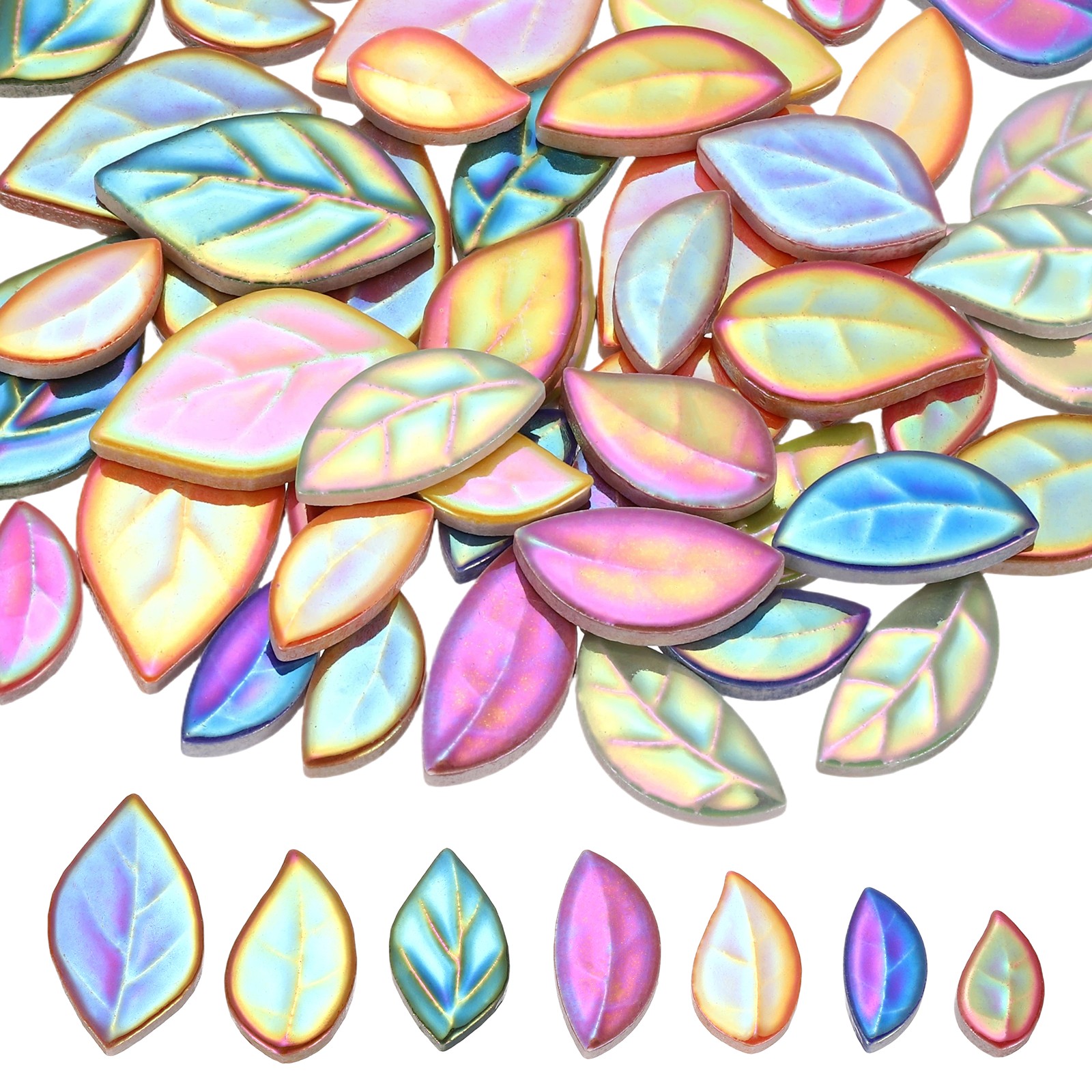For mosaic ceramic leaves 0.44LB, iridescent colors for crafts gallery