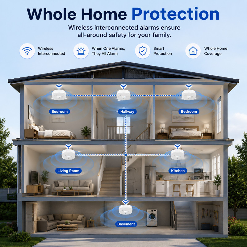 Wireless Interlinked Smoke & Carbon Monoxide Alarm 6 Pack LCD Display SC-RF200 gallery
