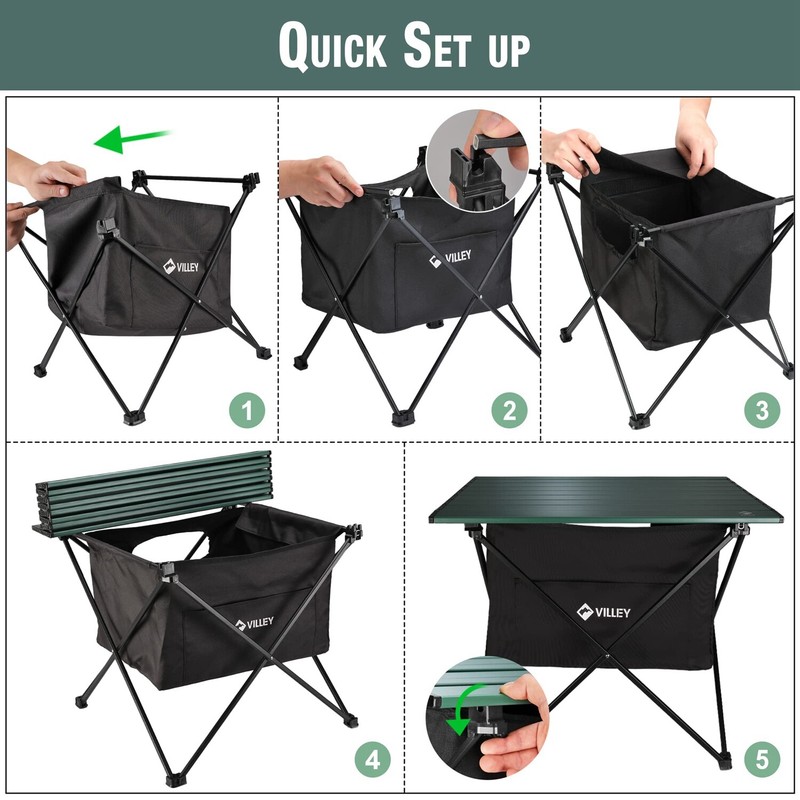 VILLEY Portable Camping Side Table Beach Table w/Bag Ultralight Aluminum Folding gallery