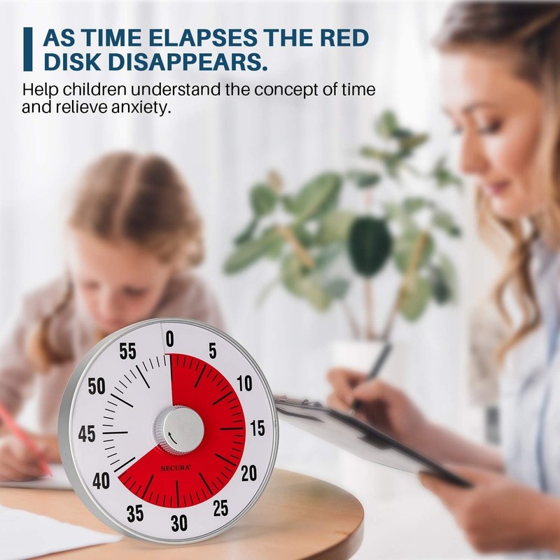 Secura 7.5-inch Visual Countdown 60-Minute Kitchen Timer, Time Management, NEW gallery