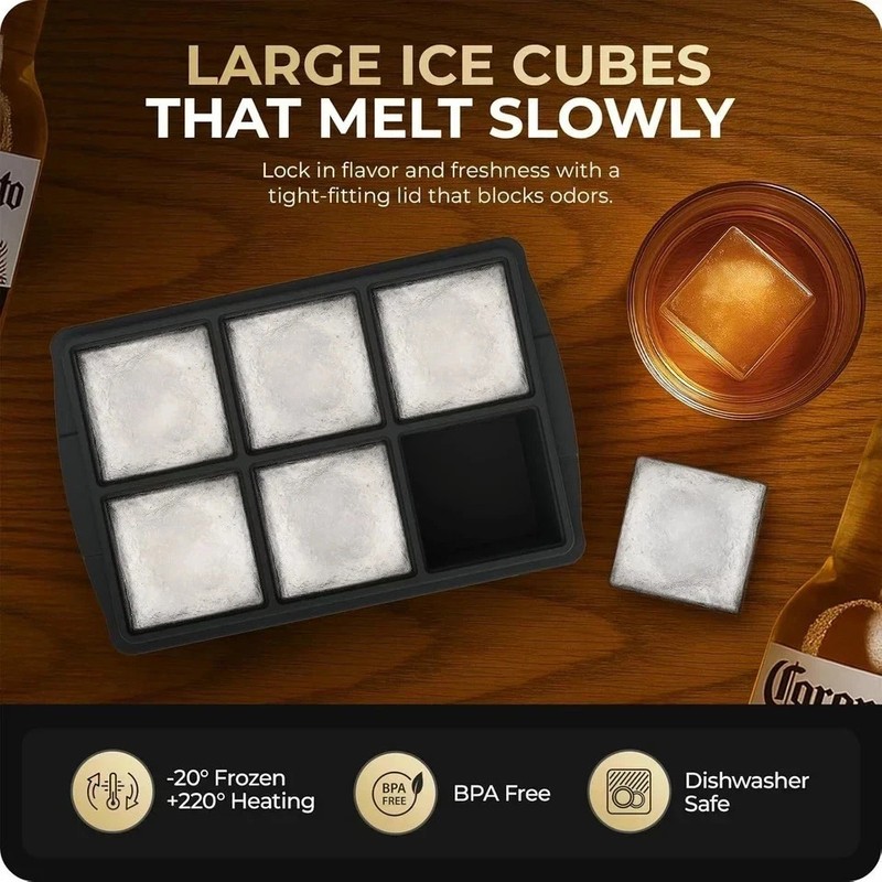 2 Pack 2 Inch Large Silicone Ice Cube Trays Square Ice Cube Molds for Whiskey gallery