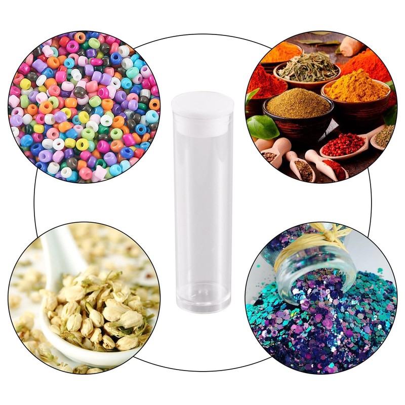 100Pcs Transparent Clear Plastic Small Empty Storage Tubes Bead Container Set gallery