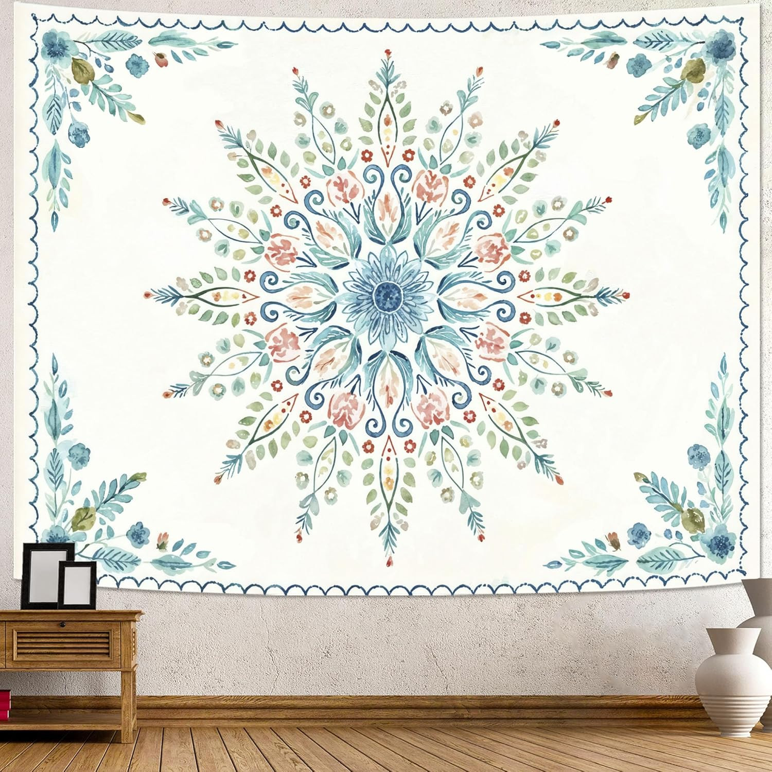 Boho Floral Mandala Tapestry for Bedroom Bohemian Flower Wall Tapestry Aesthetic gallery