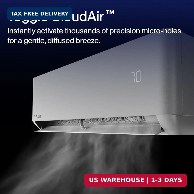 DELLA 12000 BTU Mini Split AC with Soft Airflow, 25 SEER2 230V, Hyper Heat to -2 gallery