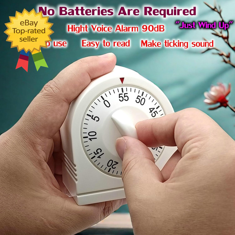 60 Minute Wind up Timer Visual Mechanical Timer with Loud Alarm Manual Countdow gallery