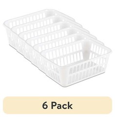 (6 pack) Storage Basket, Versatile Open Plastic Bin, White
