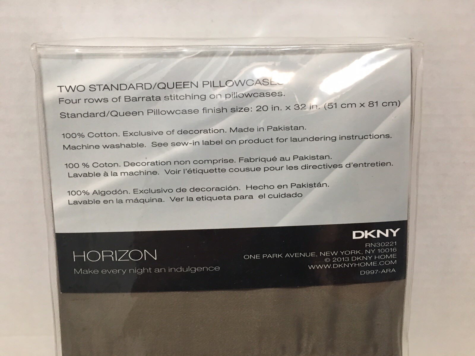 DKNY Horizon Queen Standard Pillowcases 100% Cotton Sateen 400 TC Sepia Color gallery
