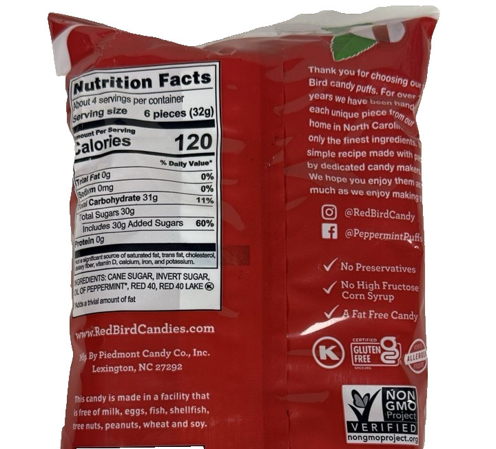 Red Bird Soft Peppermint Candy Puffs 5 oz Bag Fat & Gluten Free Best By 06/2027 gallery