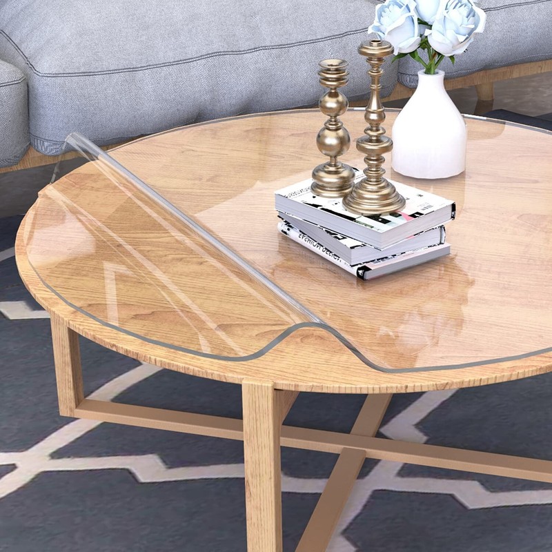 Dia. 42" Round Clear Table Cover Protector, 2.0mm Thick Custom Vinyl Water Proof gallery