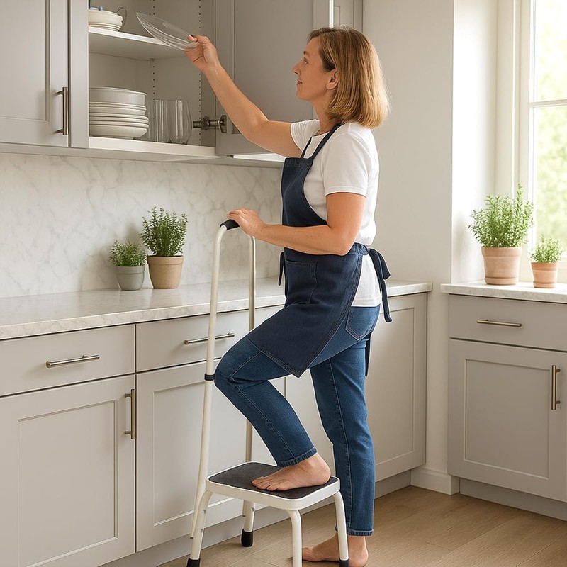 Step Stool With Handle For Ederly, Sturdy And Lightweight Stool With Anti-Skid gallery