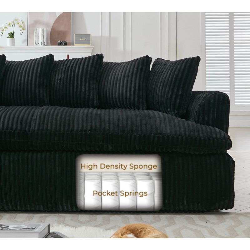 127'' Large Sectional Sofa L-Shape Sofa Couch Fabric Left Sofa w/Back Cushion gallery