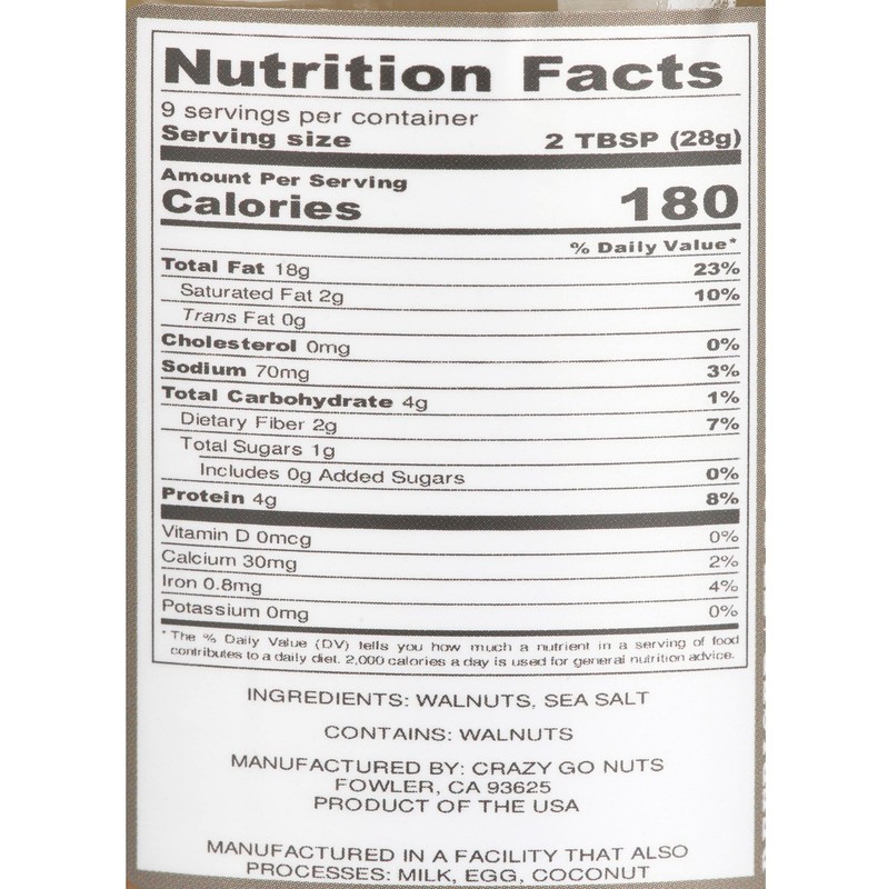 (2-Pack) Crazy Go Nuts Plain W/Sea Salt Walnut Butter, 9 oz gallery