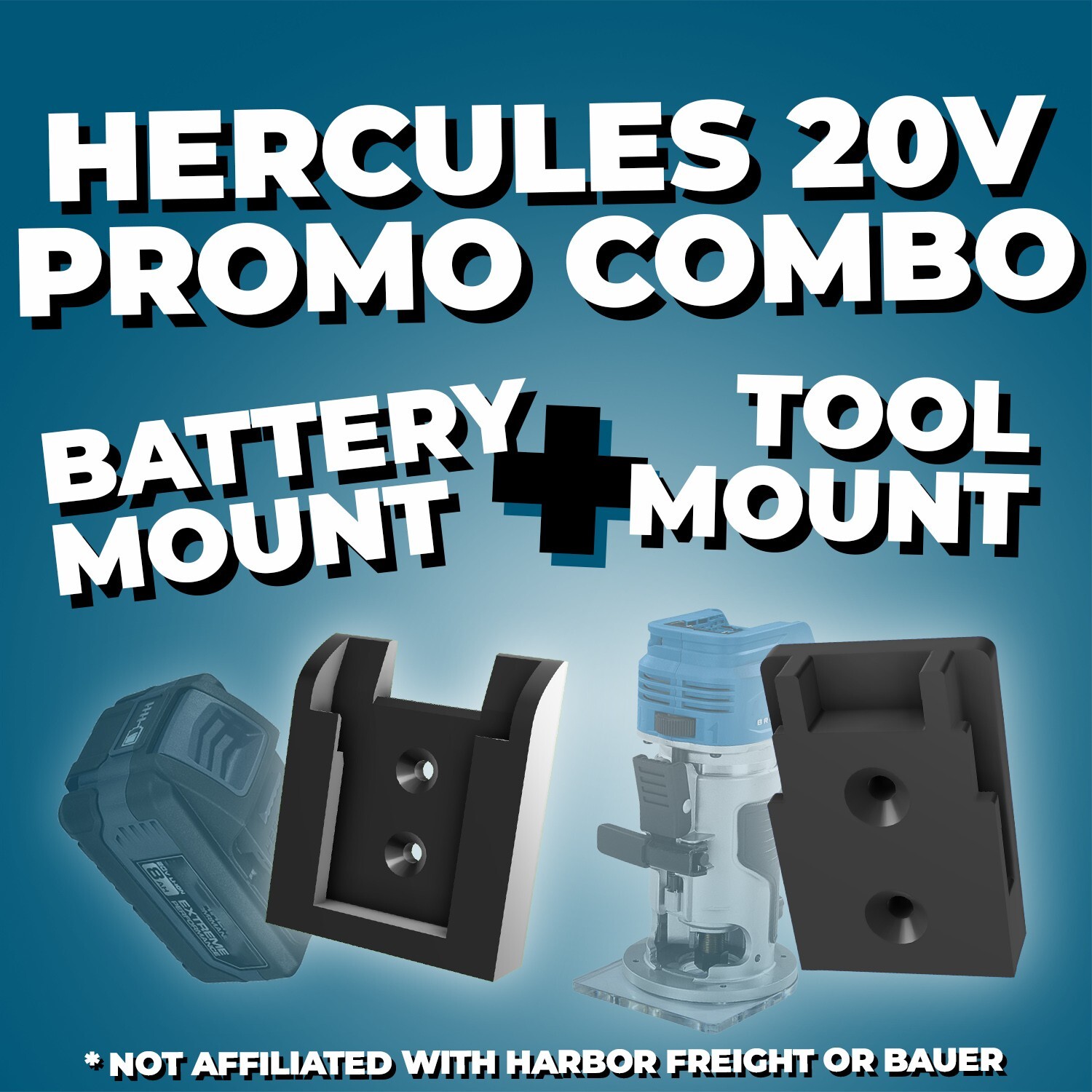 Hercules 20V - 5 Pack Tool Holder + 5 Pack Battery mounts - COMBO PROMO DEAL gallery