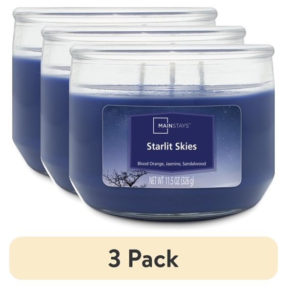 New (3 pack) Mainstays Starlit Skies Scented 3 Wick Candle, 11.5 oz. gallery