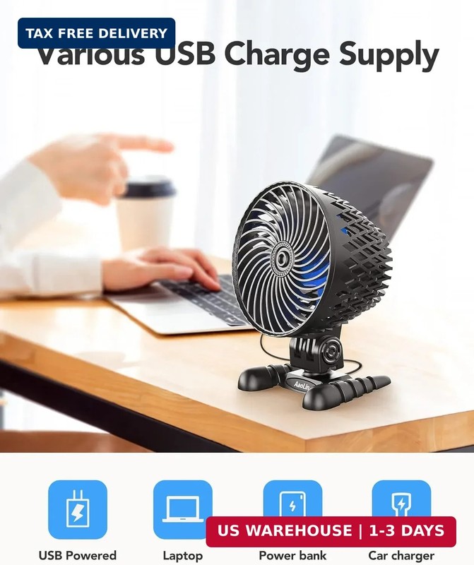 USB Desktop Small Fan, Stepless Speed Adjustment with Multiple Speed Levels, Por gallery