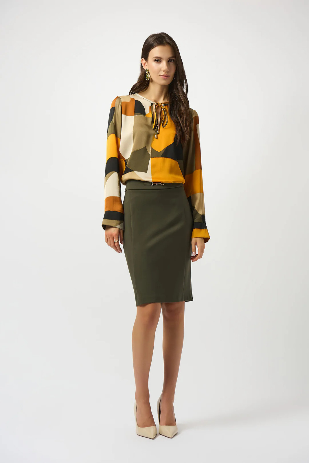 Joseph Ribkoff Avocado Heavy Knit Pull On Skirt 253035 gallery