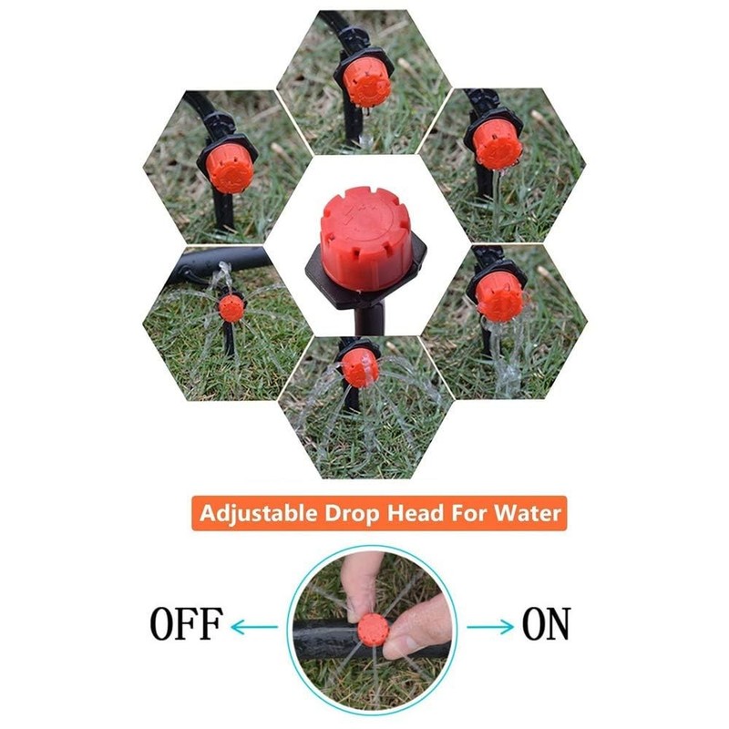 100 Pcs 1/4 Inch Adjustable Micro Drip Irrigation Emitters Garden Set gallery