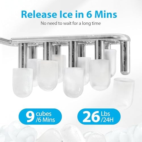 AEITTO ICE MAKERS COUNTERTOP 9 ICE CUBES RELEASE IN 6 MINS 26LBS/24H - BLACK gallery