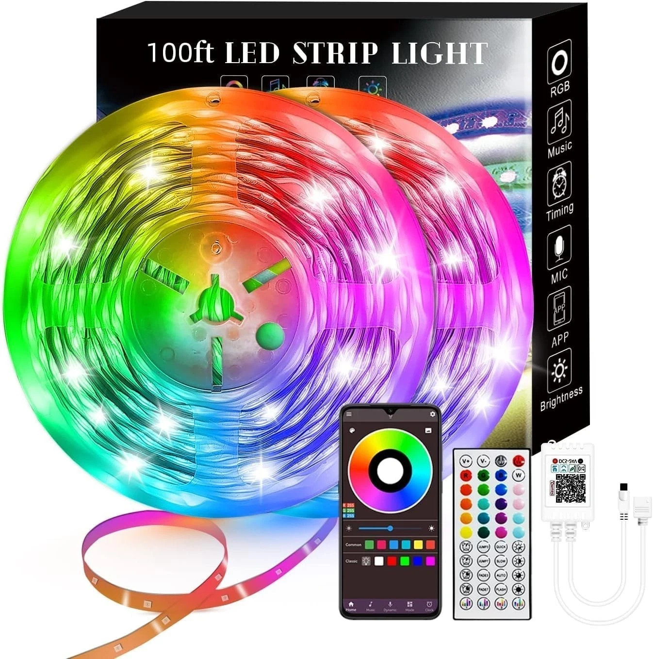 100Ft LED Strip Lights, Smart Light with App Remote Control, RGB LED Lights for gallery