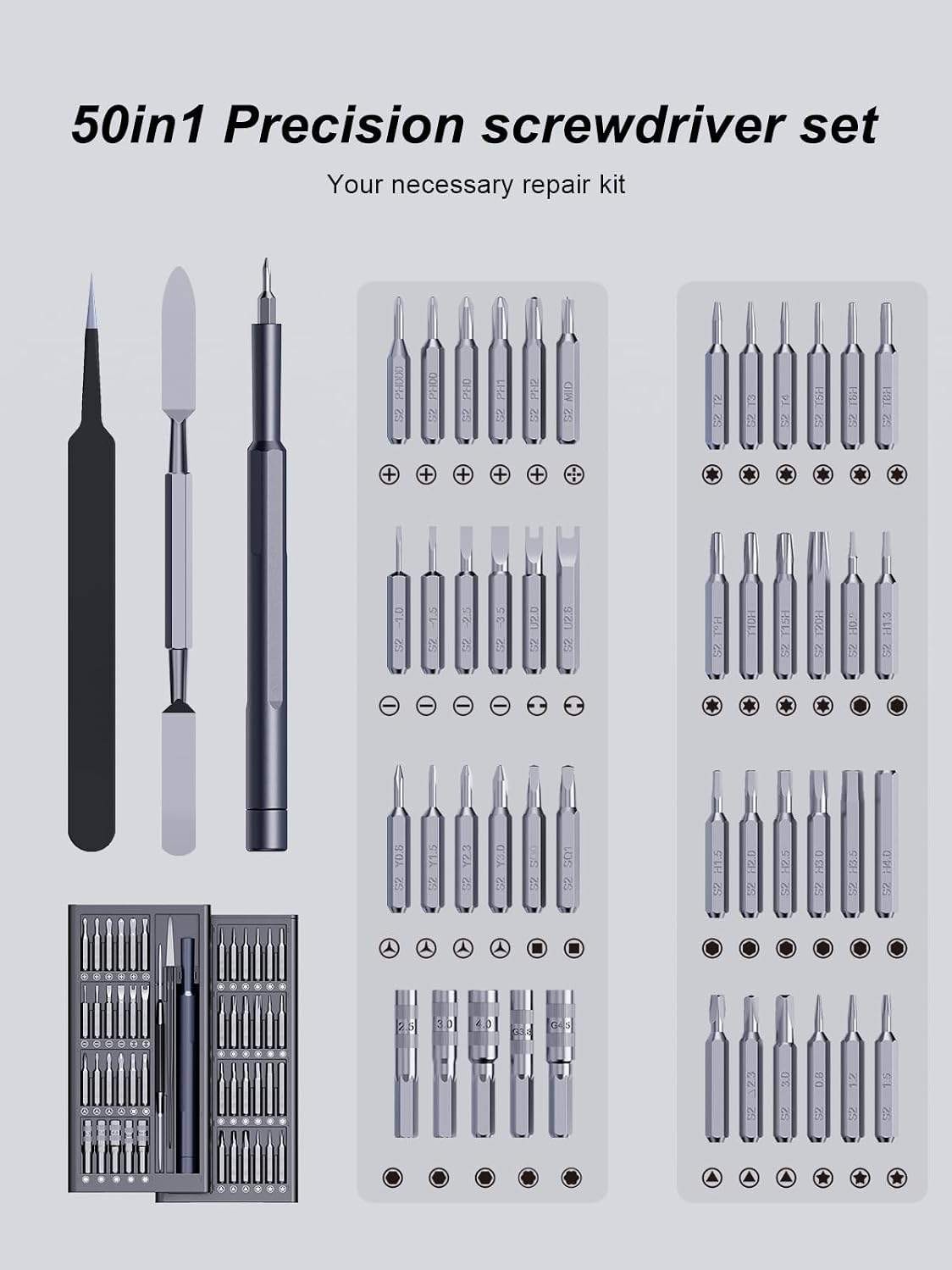 50-in-1 Small Screwdriver Set, [Super Durable & Strong Magnetic] Tiny Torx gallery