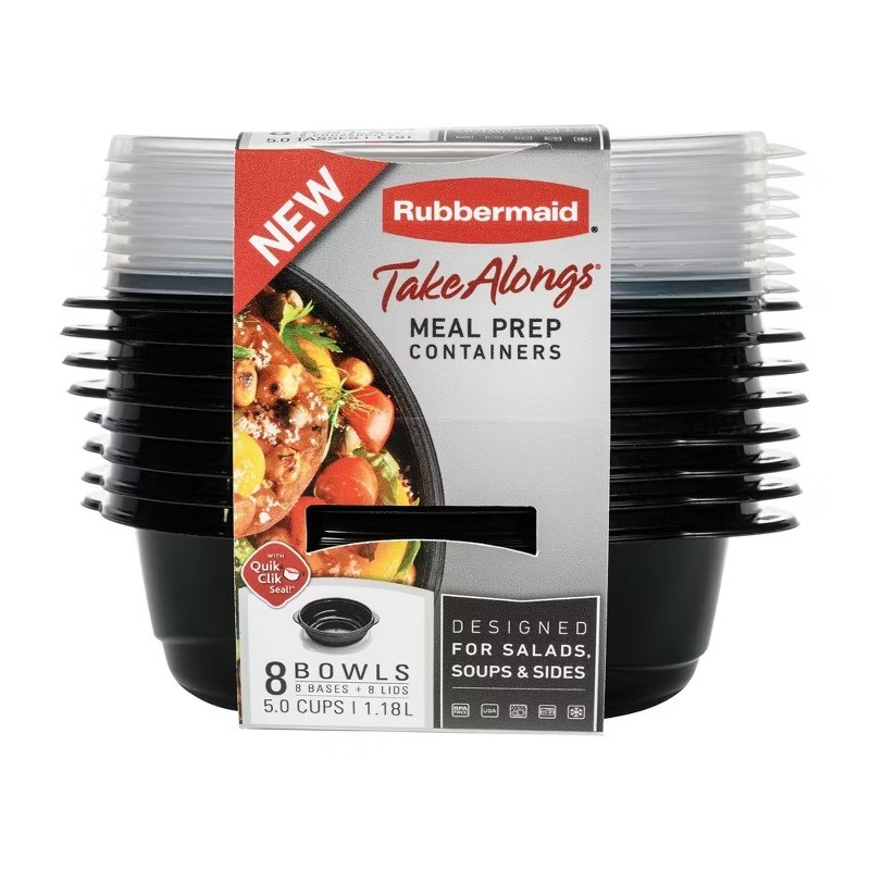 Meal Prep Containers Set: Microwave & Freezer Safe, Black & Clear Food Storage
