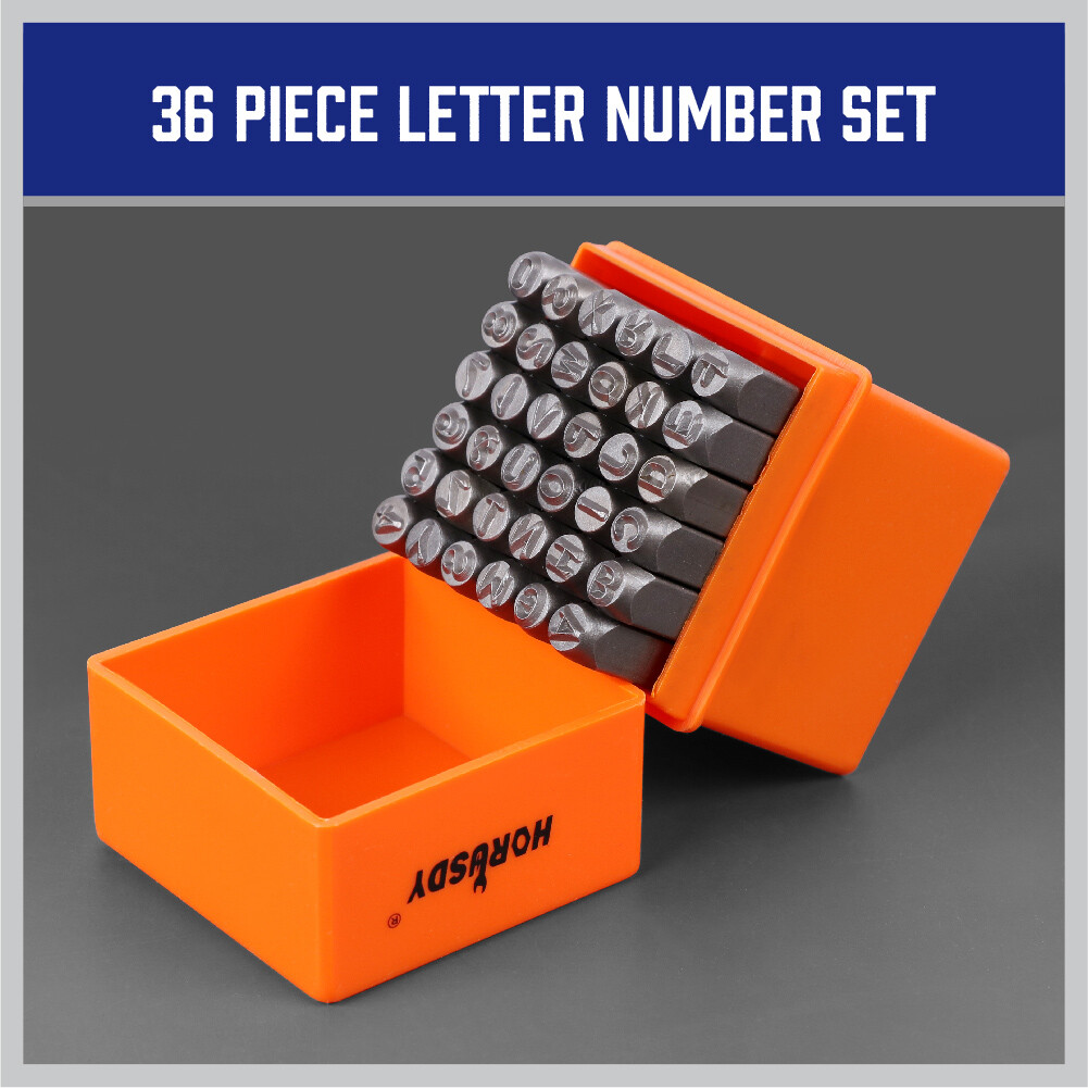 1/4" Letter & Number Stamp Punch Set 36pc Hardened Steel Metal Wood Leather 6mm gallery