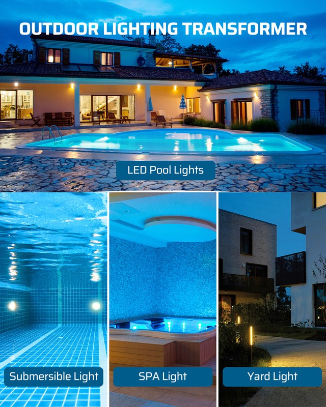 DEWENWILS 300W Pool Light Transformer Automatic Circuit Breaker 120V AC to 12V gallery