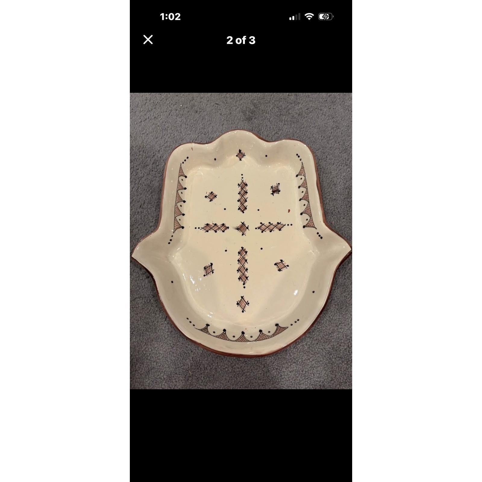 Handmade Moroccan Ceramic Hamsa Serving Set 6 Piece App Platter Cream Brown gallery