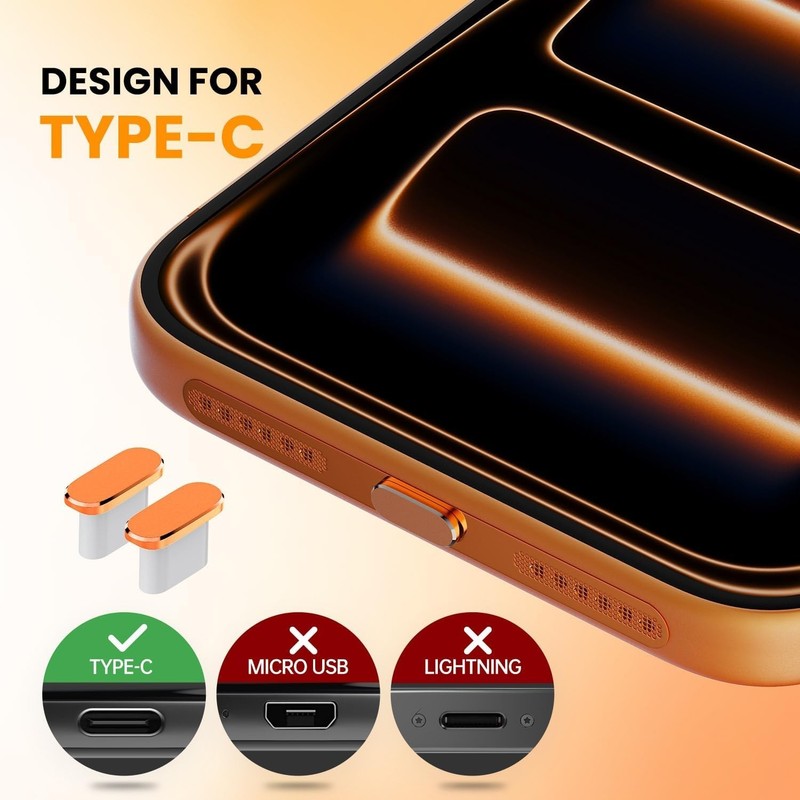 iPhone 17 Pro Max Speaker Protector Cover Accessories - 5PCS USB C Dust Plug & E gallery