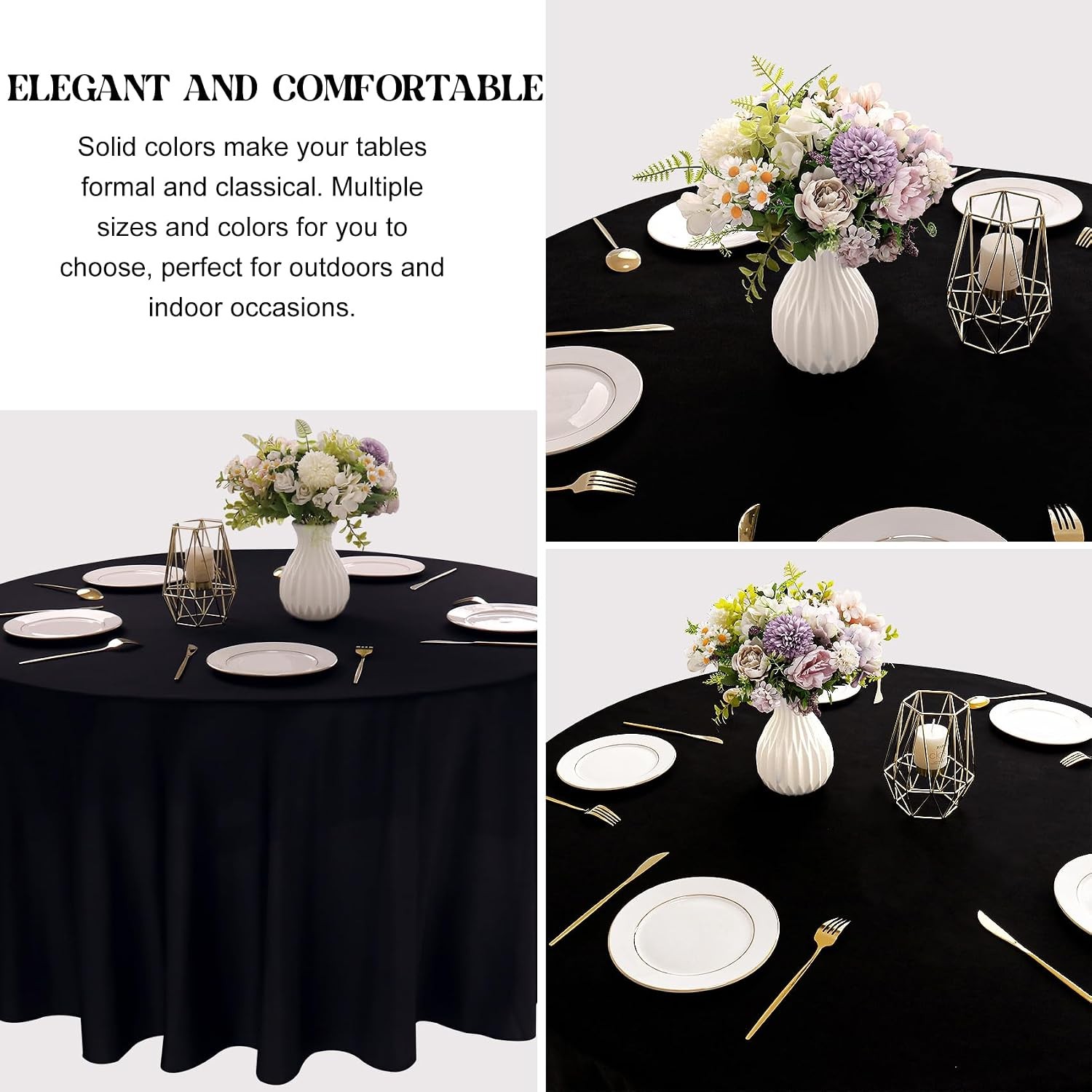 90 Inch Round Black Polyester Washable Tablecloth 4 Pack Black Tablecloth 90 gallery