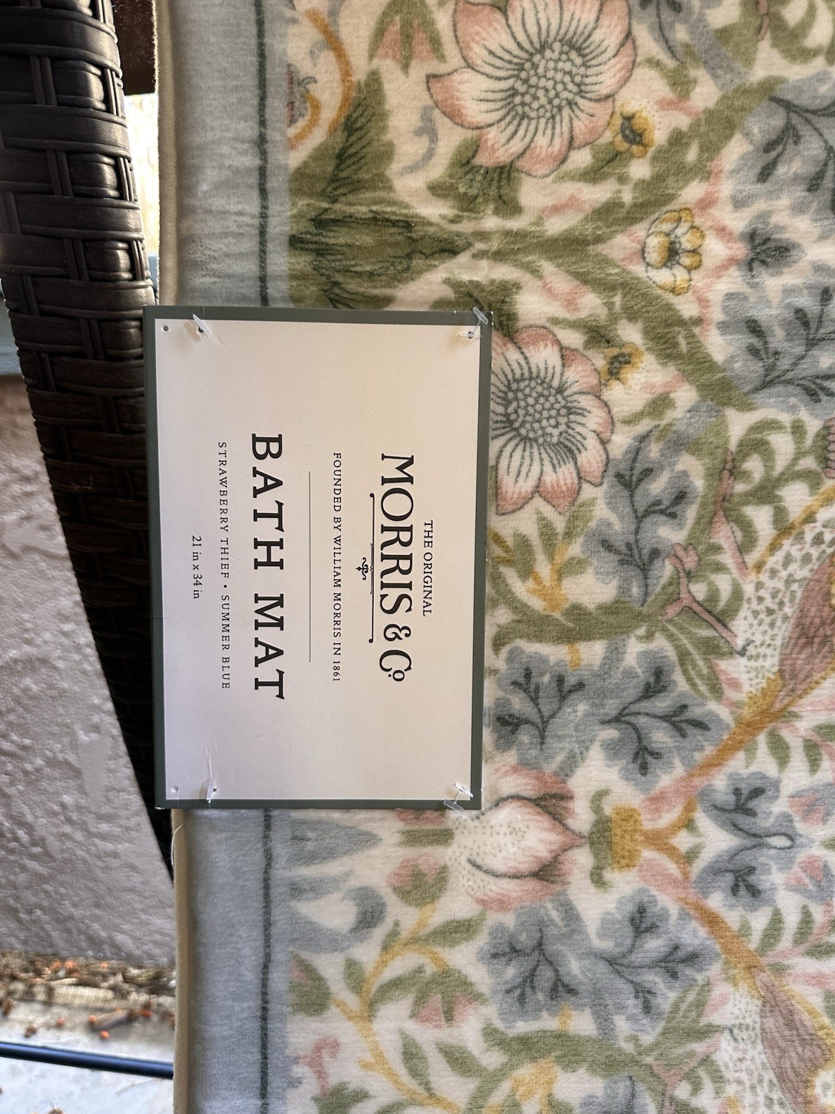 Morris & Co Bath Mat STRAWBERRY THIEF Summer Blue non-slip Memory Foam NWT gallery