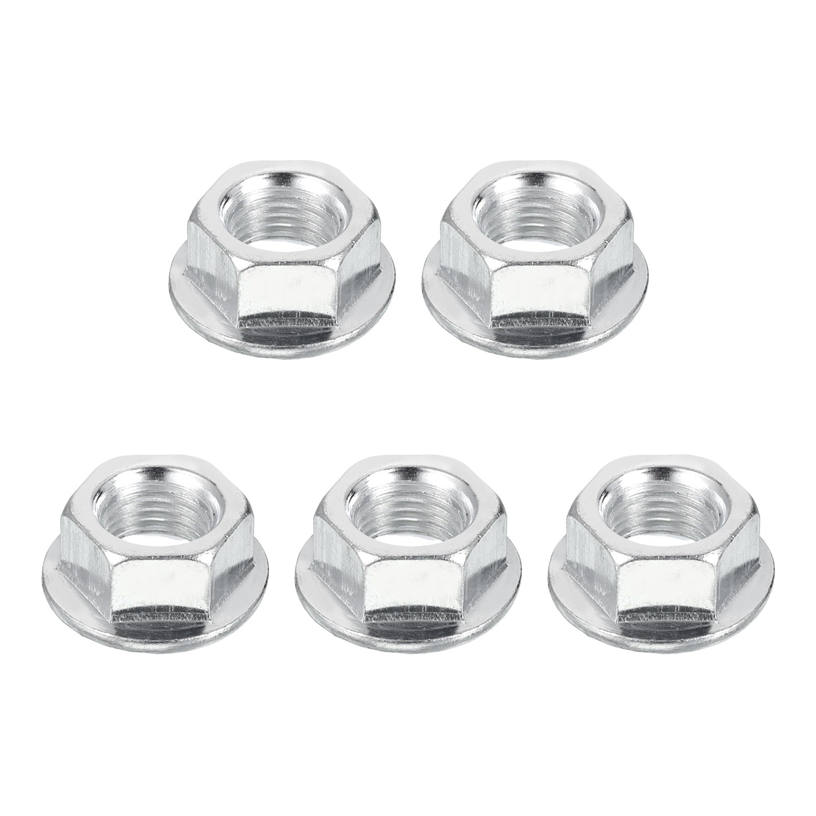 5Pcs M14x1.5mm Serrated Flange Hex Lock Nuts Nut Fasteners Silver gallery